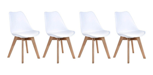 Juego Comedor Eames Mesa Redonda 1 M + 4 Sillas Acolchonadas