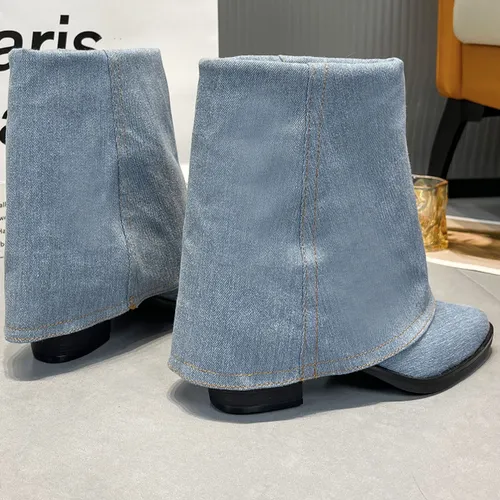 2025 Botas De Mezclilla P Trouser Tube For Mujer, Tacones