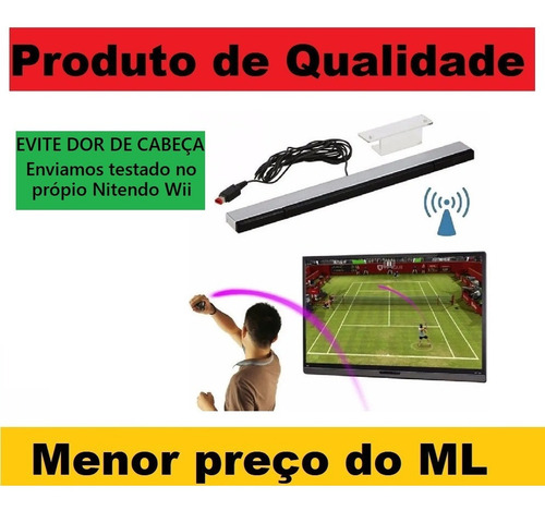 Barra Sensor Régua Bar Com Fio Nintendo Wii E Wii U Testado