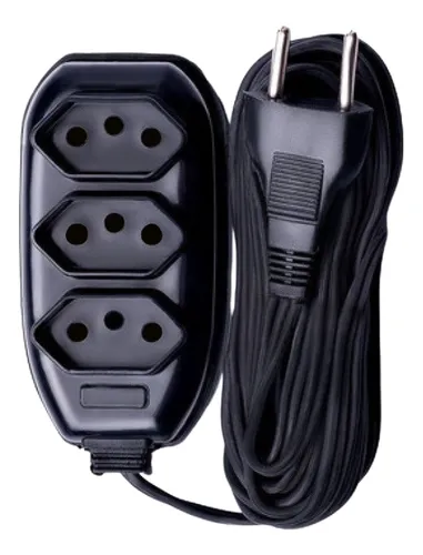comprar Extensão 2 Metros Com 3 Tomadas Elétricas Bivolt 10a