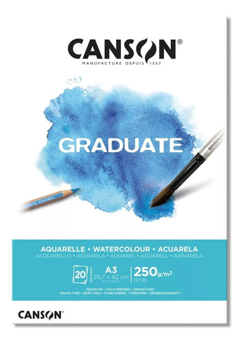 Block Canson Graduate Acuarela 250gr. A3 Serviciopapelero