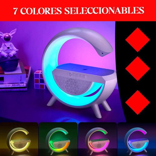 Velador Led Cargador Inalambrico Celular Parlante Bluetooth Blanco -