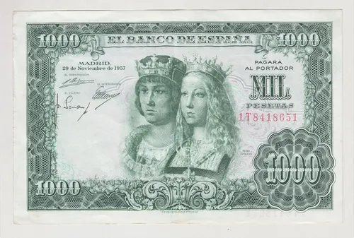 Billete España 1000 Pesetas 1957 Reyes Catolicos (c85) (Usado)