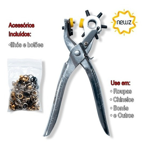 Alicates Para Ojales Remachadora Ojetillero 6 Puntas