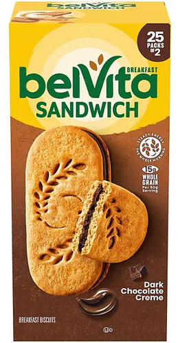 Galleta Sandwich Biscuits Belvita Chocolate 25 Pack 