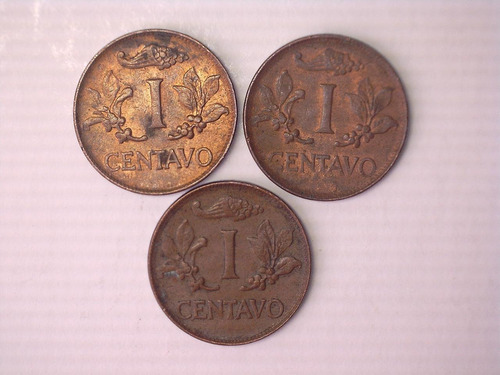 1  Lote 3 Monedas 1 Centavo: 1968 Km 205 Variantes. 23