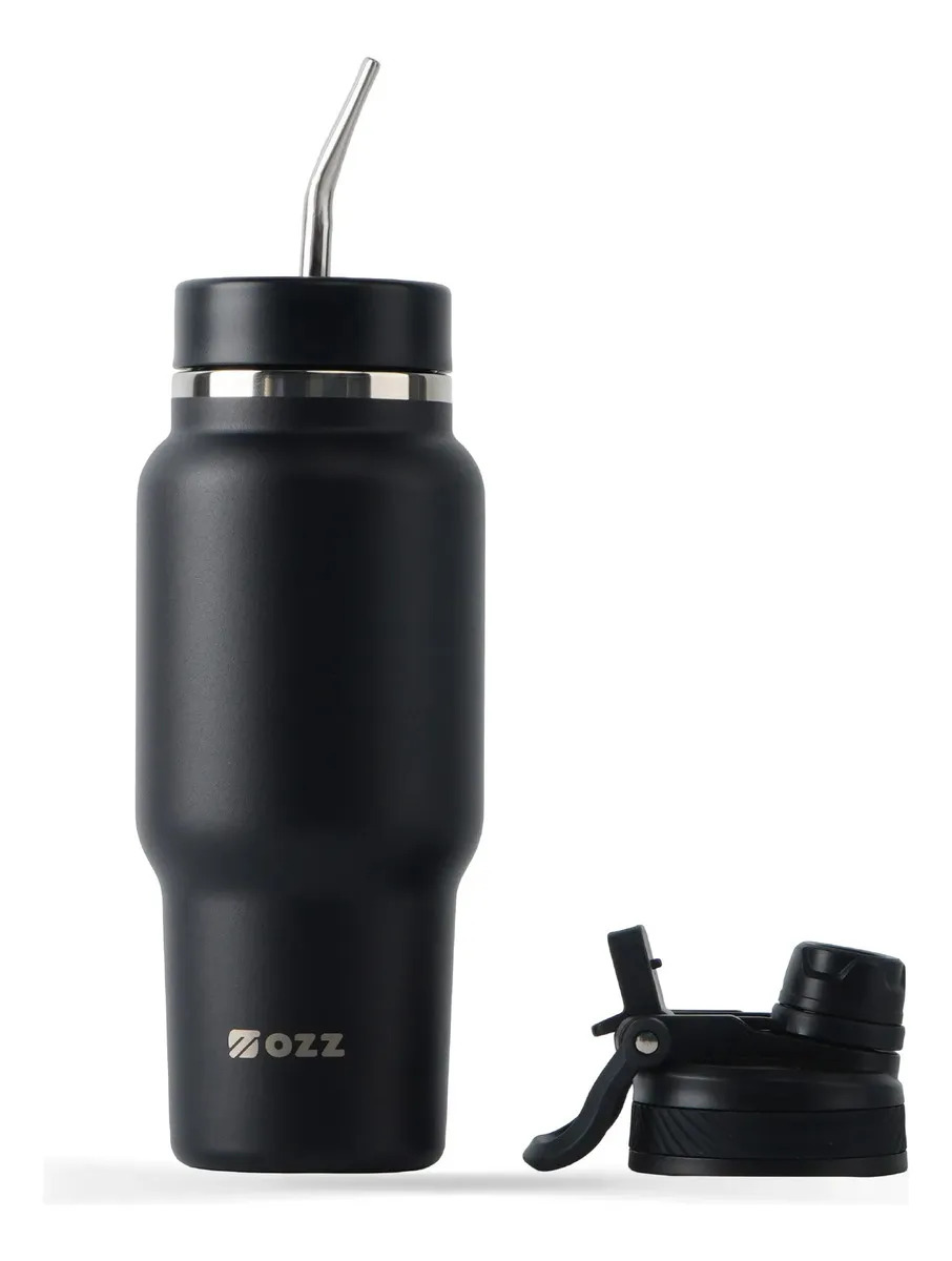 Automate de Acero Inoxidable 750 ml OZZ Color Negro con Tapa Tipo Botella