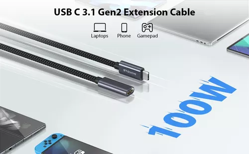 100w 3,1 Gen 2 USB-C macho a USB-C hembra cable de extensión para la  estación de acoplamiento