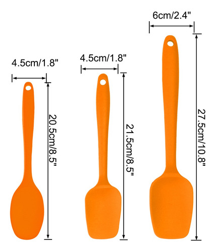 Hs Espátulas De Silicona Kit Para Cocina Hornear Naranja