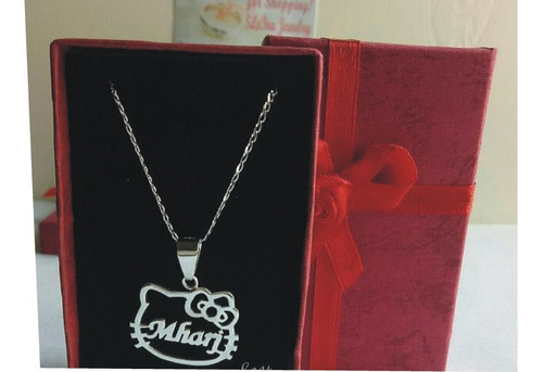 Collar Personalizado Hello Kitty Con Nombre. En Plata 950.