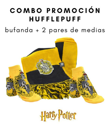 Combo Hufflepuff / Harry Potter: Bufanda + 2 Pares De Medias