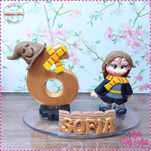 Topo Bolo Biscuit Vela Aniversario Harry Potter Hermione