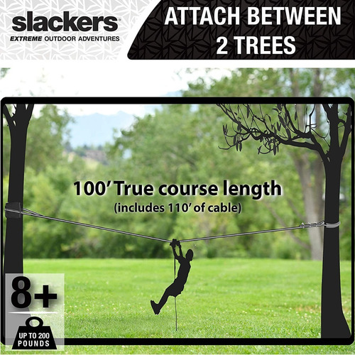 Imagen 4 de 8 de Tirolesa Slackers Zipline Night Riderz De 100ft Luminosa