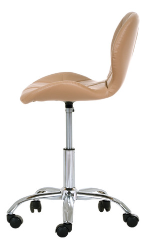 Cadeira Office Eiffel Slim Com Estofado De Couro Sintético Cor Nude Material Do Estofamento Poliuretano