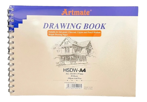 Block Boceto Artmate A4 100g 50h Espiralado Hsdw-a4