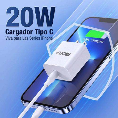 Cargador Cubo + cable Tipo c Carga Rápida Para iPhone 14 Series