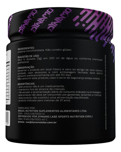 Creatina 150g 100% Pura Com Qr Laudo Aprovado - Dynamo Labz