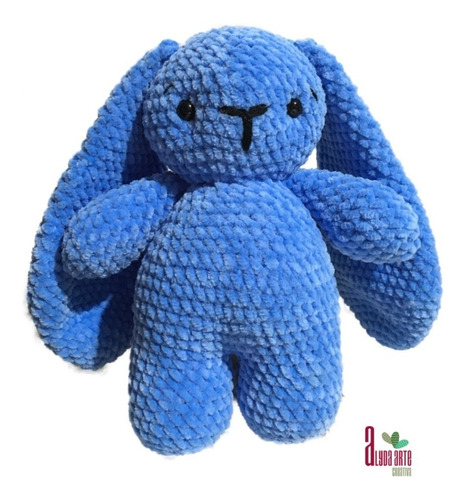 Amigurumi Conejo Azul Orejas Largas Tejido A Mano
