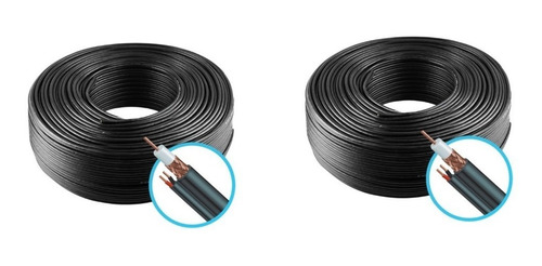 Cabo Coaxial Cftv Flexível 4mm Preto 90% Malha 100mts D5p