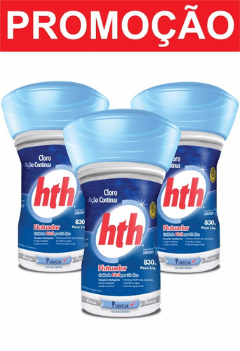 3 Flutuador P/ Piscina Cloro Ação Continua Hth 0,83kg Oferta