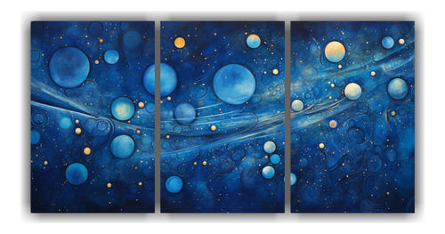 90x45cm Cuadros Abstractos Cósmicos En Azul Profundo Flores