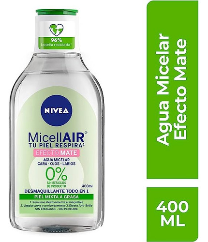 Nivea Agua Micelar Desmaquillante Todo En Uno Efecto Mate