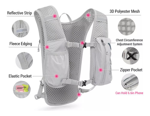 S K Chaleco Running Hydion De 5 Litros Con Bolsa De Agua De
