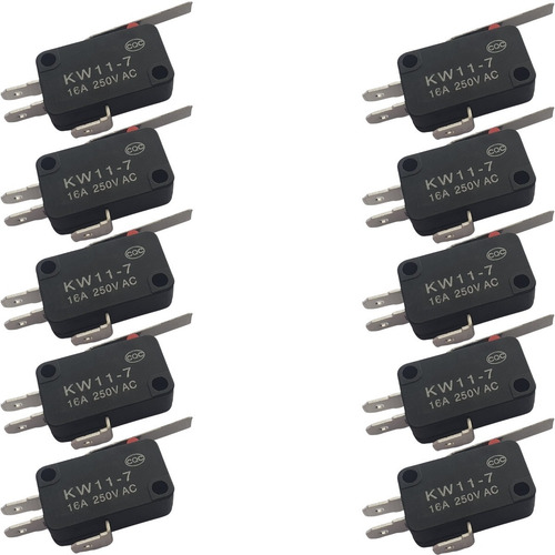 Chave Micro Switch Kw11-7-3 3t 16a Haste 27mm - Kit 10