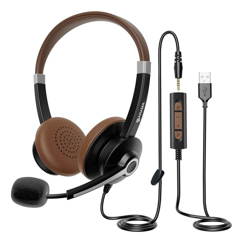 Usb Headset Arama With Microphone Noise Cancelling
