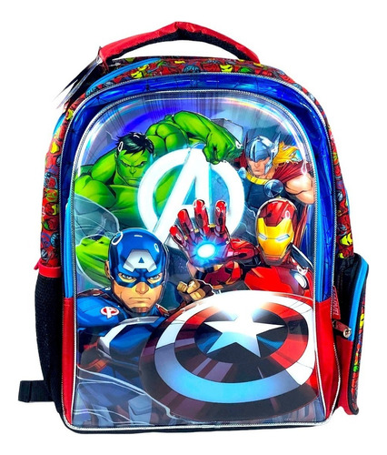 Mochila Escolar Marvel Avengers Capitan America Color Azul