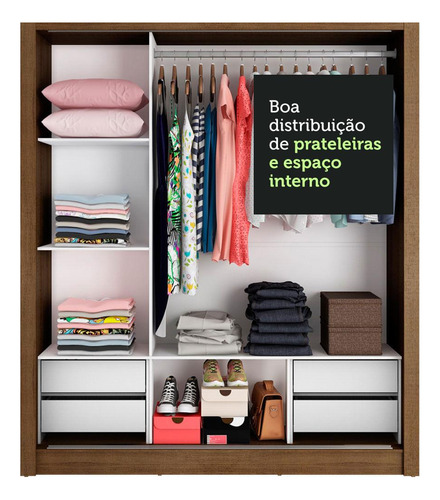 Ropero Closet Madesa Lyon Plus 3 Puertas 4 Cajones Marrón