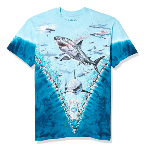 Camiseta Liquid Blue Para Hombre Con Grandes Tiburones Blanc