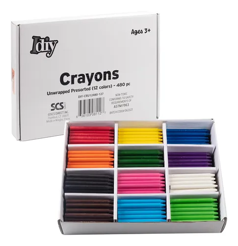 Idiy Unwrapped Bulk Wax Crayons (presorted 480 Ct, 12 C...
