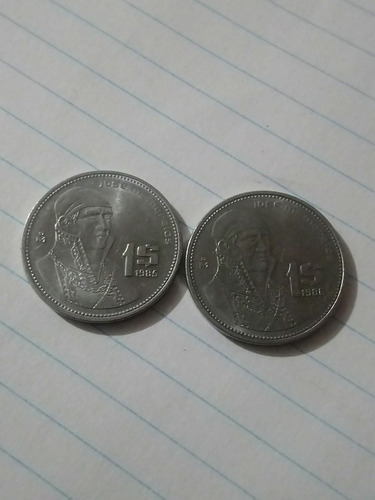 Imagen 1 de 1 de Dos Monedas De Jose M. Morelos De Los Años 1985 & 1986
