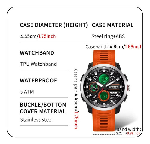 Reloj Electrónico Deportivo De Doble Pantalla Sanda 3379 Par
