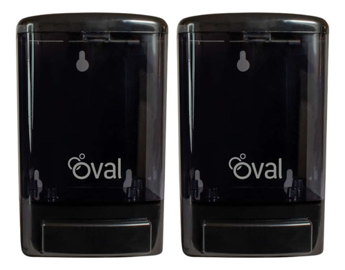 2 Jabonera Rellenable Oval Humo 1l Dispensador Jabon Gel Color Negro