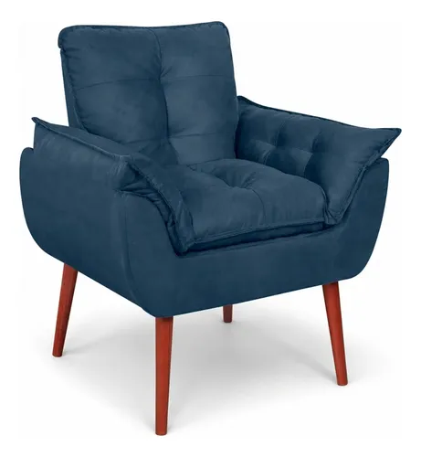 Poltrona Decorativa Para ​Sala Quarto Recepção Opala Azul-marinho