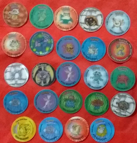 Colección completa de los 30 tazos lenticulares de pokémon de