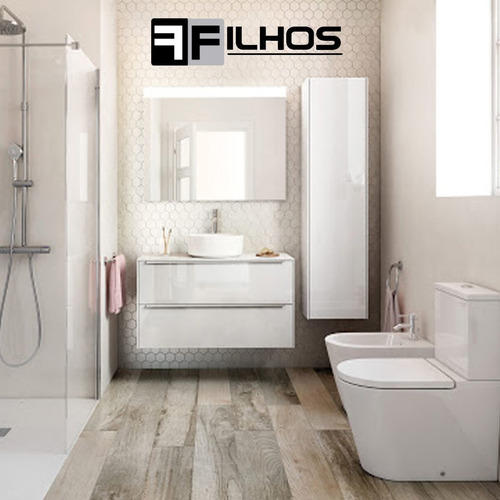 Imagen 4 de 4 de Vanitory Trento 50cm + Espejo Amube 56x72 Madera