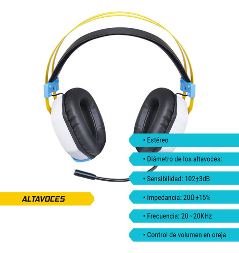 Auricular Gamer Con Led Level Up Perseo Para Ps5, Pc, Xbox Blanco