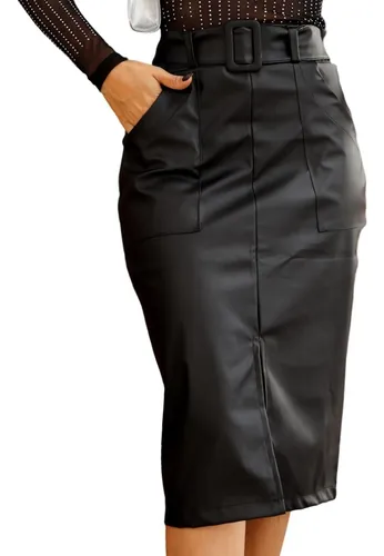 Saia midi best sale com cinto largo