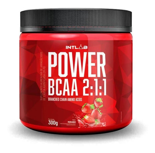 Power Bcaa Em Pó 300g Intlab Sabor Morango