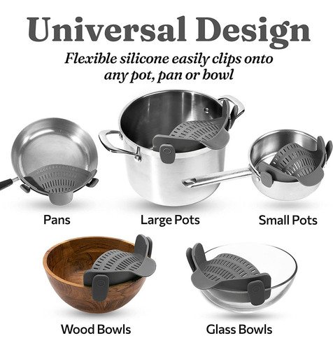 Colador De Pasta De Silicona Con Clip Para Ollas, Sartenes Y