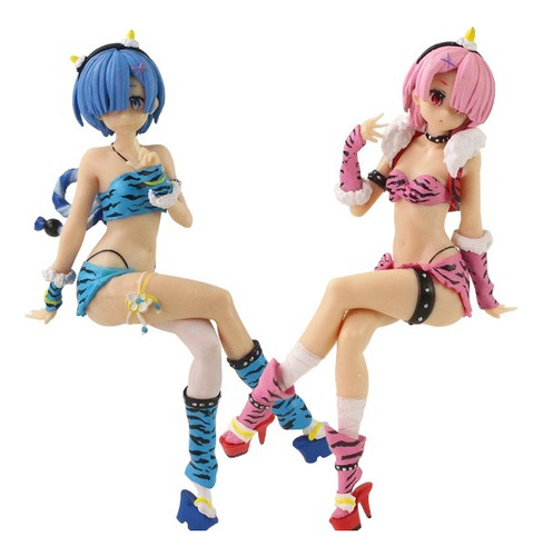 Figura Re: Zero Rem Y Ram Traje Baño Bikini Sexy Anime 17cm