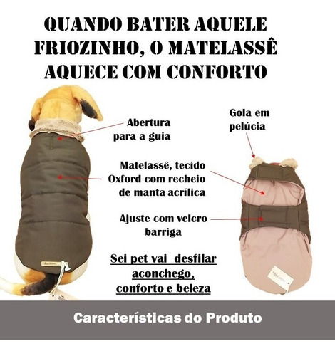 Imagem 2 de 8 de Roupa Capa G2 Matelassê C/ Pelúcia Bernese Labrador Golden