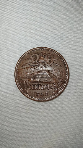 Moneda De $20 Centavos Teotihuacan 1944