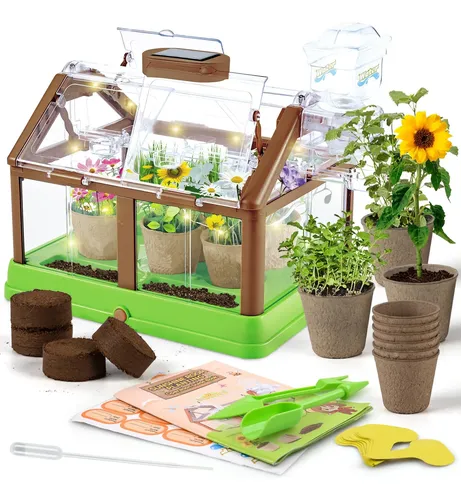 Set De Cultivo Invernadero Para Niños – Con Luces LED, Riego Automático Y Visor 360°
