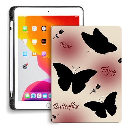 Estuche For Tableta Book Rose Butterfly For 10.6