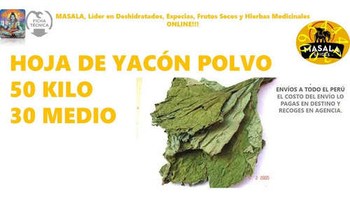 Imagen 1 de 3 de Hoja Yacón En Polvo