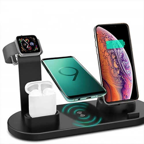 Imagen 1 de 7 de Cargador Inalámbrico Qi 3 En 1 Para iPhone 11 X Xs Xr 8 10w